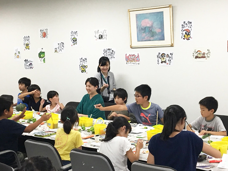 子供夏休み野外笑手紙教室の様子
